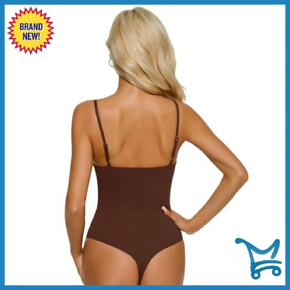 Sexy Square Neck Corset Bodysuit Adjustable Strap Sleeveless Backless - Picture 6 of 8